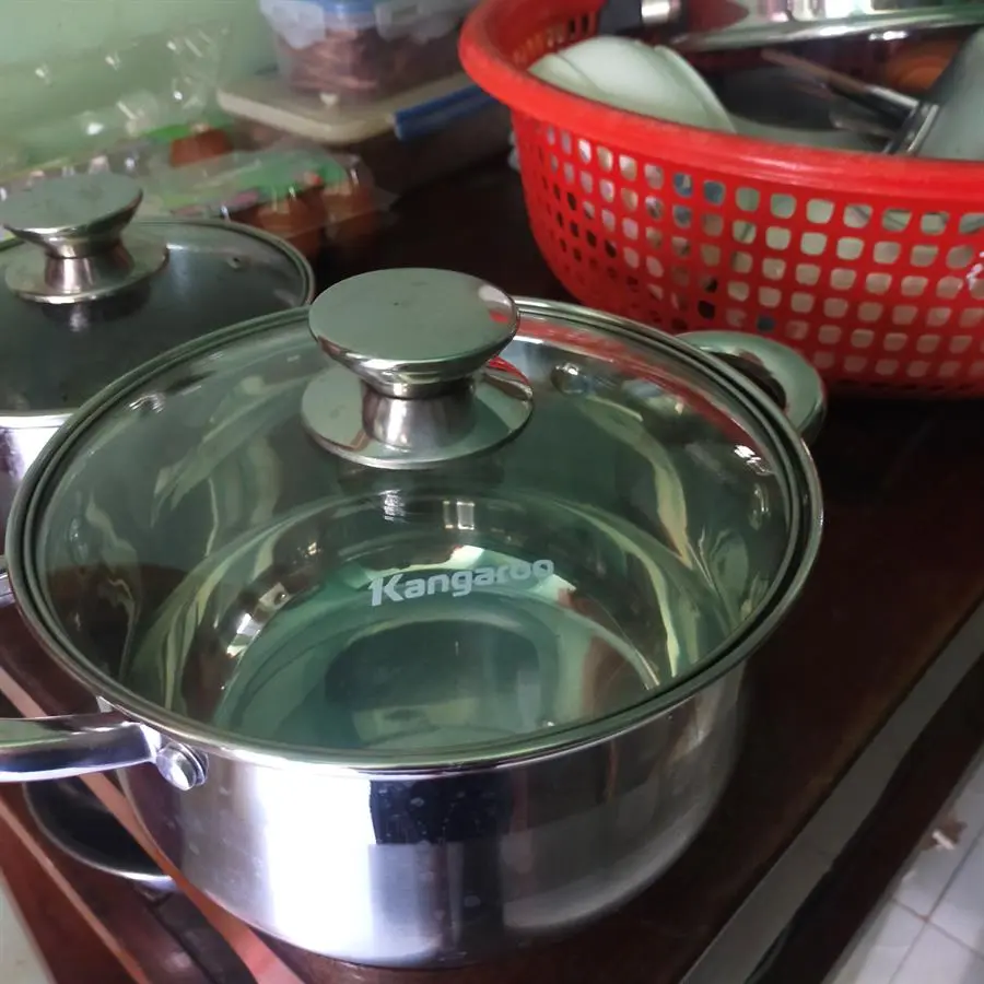 Khách hàng review Bộ 3 nồi inox 5 đáy nắp kính Kangaroo KG878 2