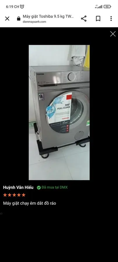 Khách hàng review Máy giặt Toshiba inverter 9.5 kg TW-BL105A4V(SS) 1