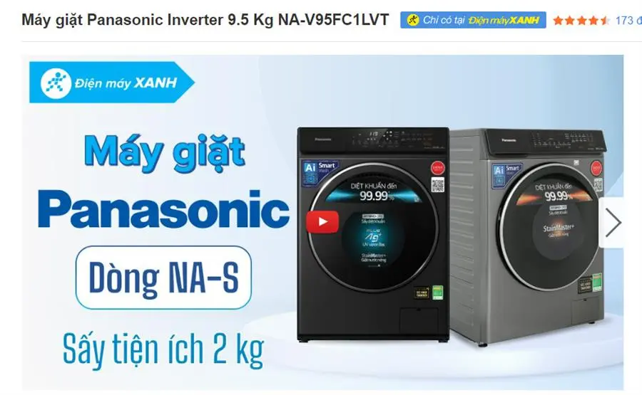 Khách hàng review Máy giặt Panasonic Inverter giặt 9.5 kg - sấy tiện ích 2 kg NA-V95FC1LVT 45