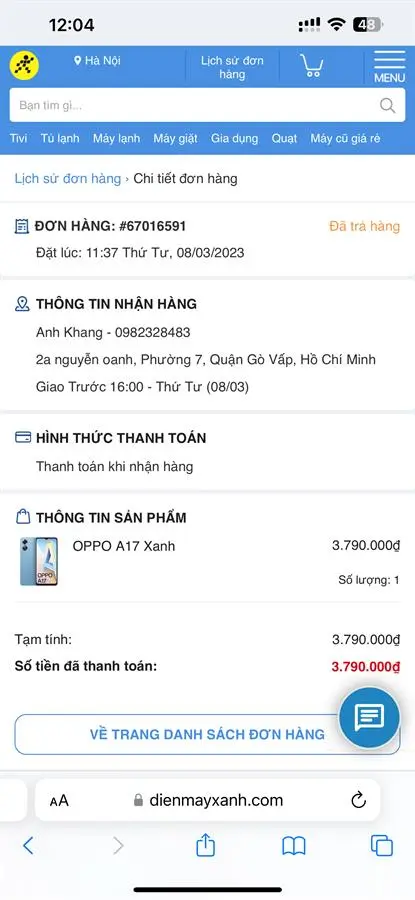 Khách hàng review Điện thoại OPPO A17 1