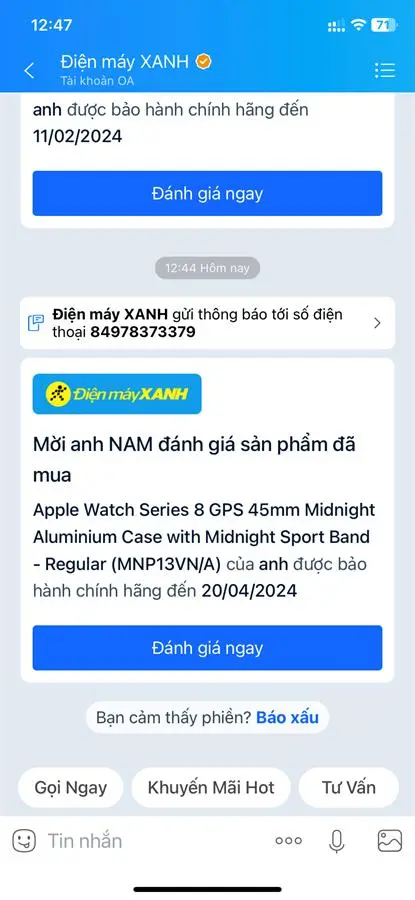 Khách hàng review Đồng hồ thông minh Apple Watch Series 8 GPS 45mm viền nhôm dây thể thao 2
