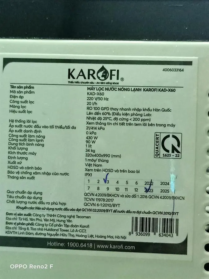 Khách hàng review Máy lọc nước RO nóng nguội lạnh Karofi KAD-X60 10 lõi 13