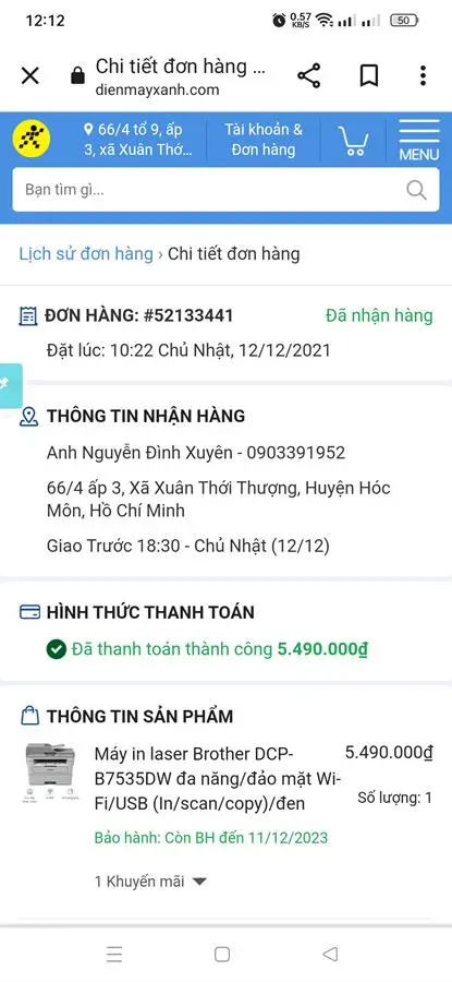 Khách hàng review Máy in laser trắng đen đa năng Brother DCP-B7535DW Wifi 6