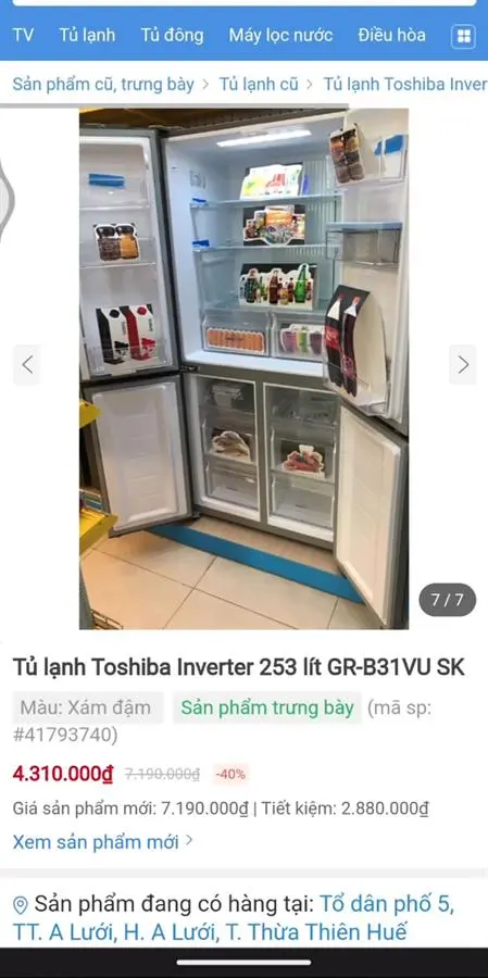 Khách hàng review Tủ lạnh Toshiba Inverter 253 lít GR-B31VU SK 2