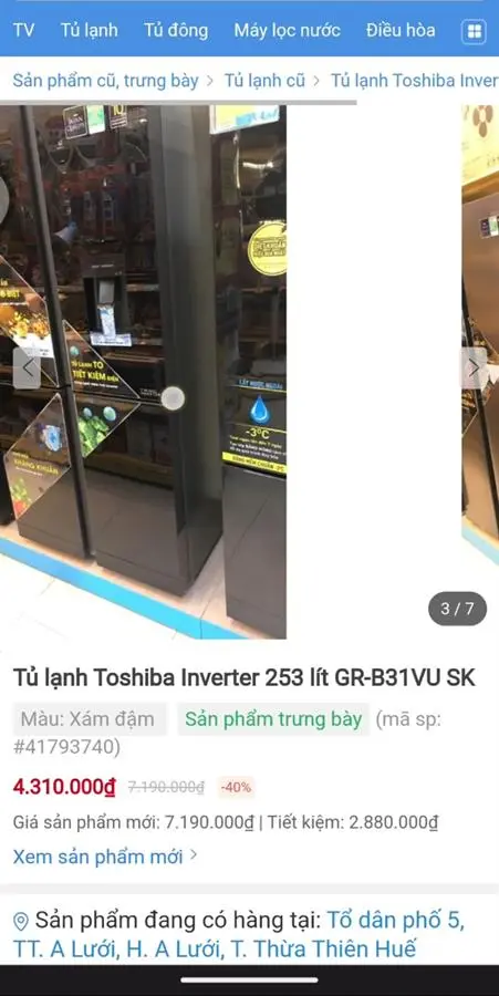 Khách hàng review Tủ lạnh Toshiba Inverter 253 lít GR-B31VU SK 3