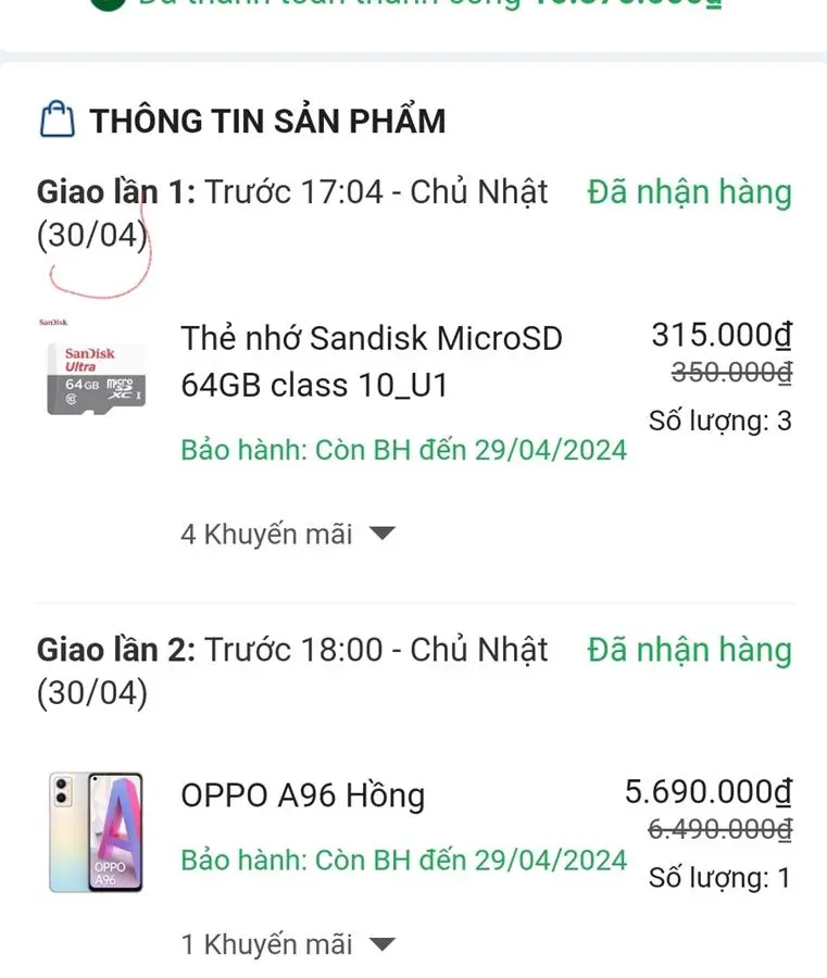 Khách hàng review Thẻ nhớ Sandisk MicroSD 64GB class 10_U1 2
