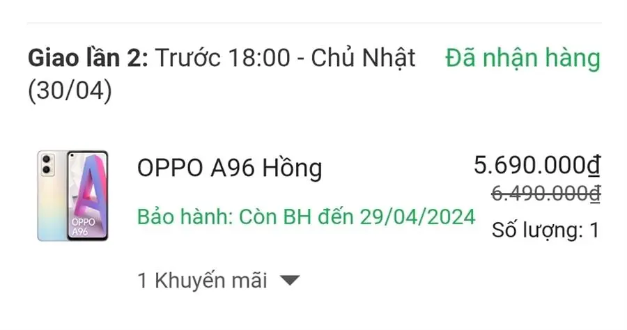 Khách hàng review Điện thoại OPPO A96 1
