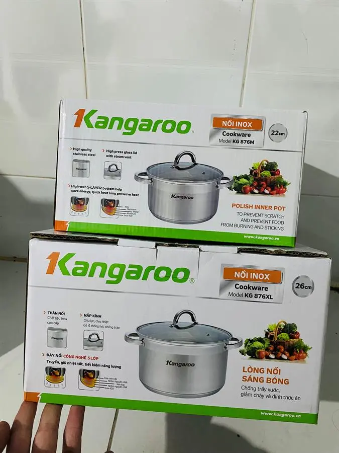 Khách hàng review Nồi inox 5 đáy nắp kính 26 cm Kangaroo KG876XL 3