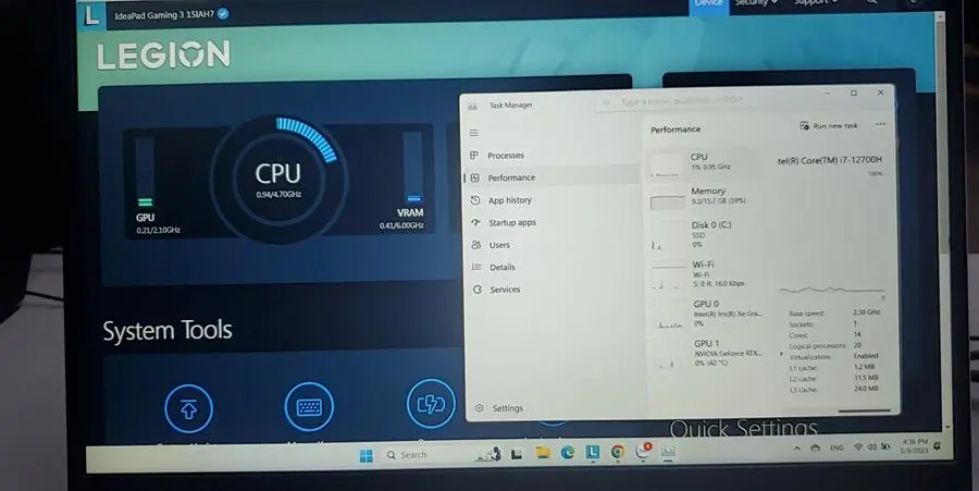 Khách hàng review Laptop Lenovo Ideapad Gaming 3 15IAH7 i7 12700H/16GB/512GB/4GB RTX3050Ti/120Hz/Win11 (82S9007UVN) 2