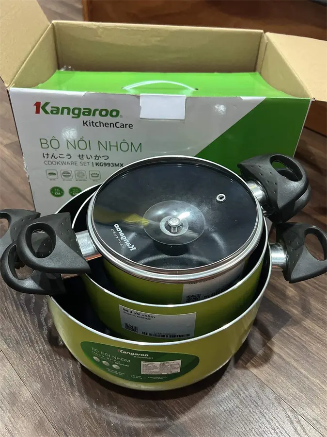 Khách hàng review Bộ 3 nồi nhôm chống dính nắp kính Kangaroo KG993MX 20
