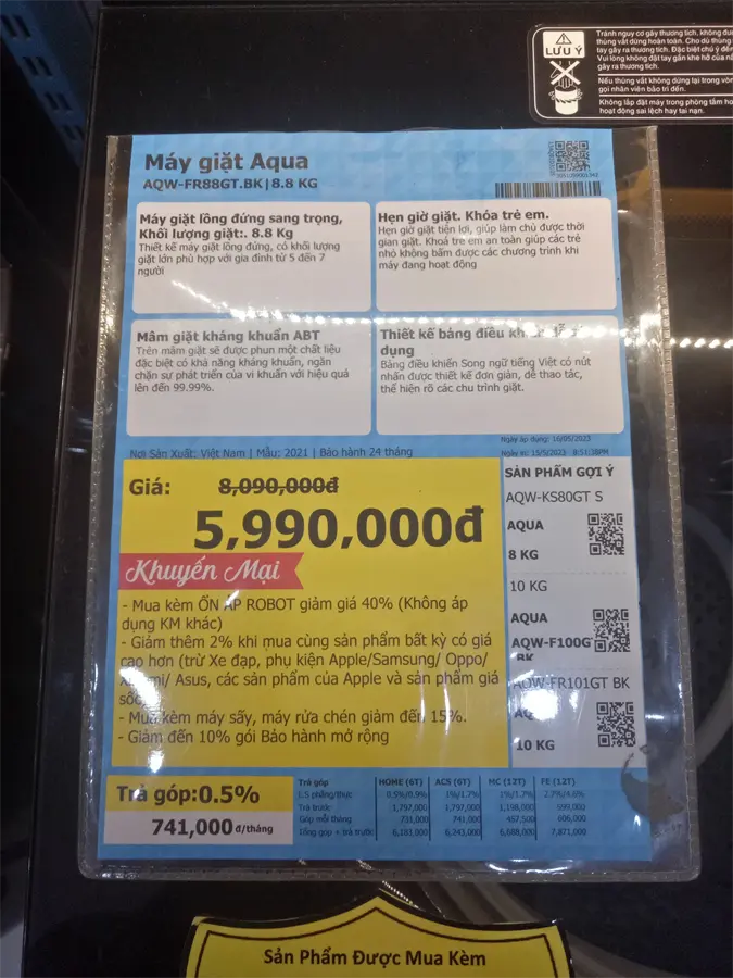Khách hàng review Máy giặt Aqua 8.8 kg AQW-FR88GT.BK 14