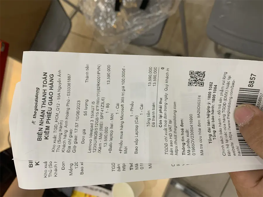 Khách hàng review Laptop Lenovo Ideapad 3 15IAU7 i5 1235U/8GB/512GB/Win11 (82RK001PVN) 2