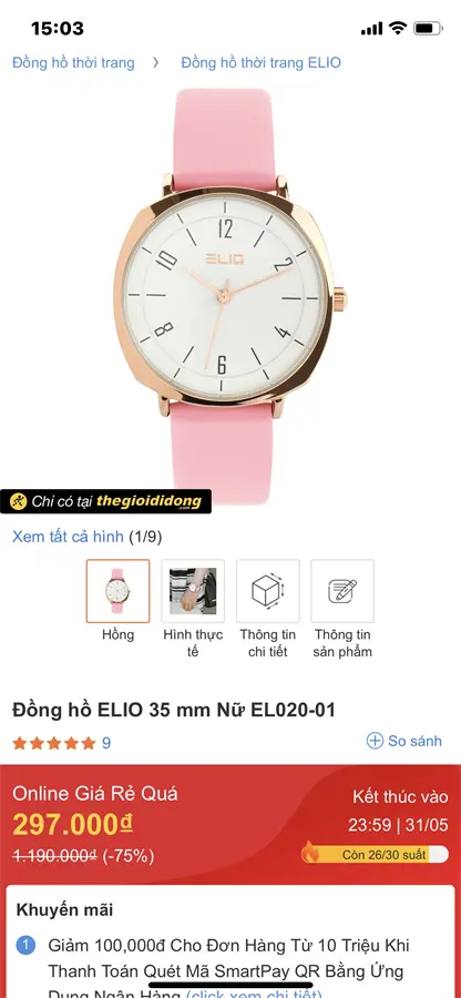 Khách hàng review Đồng hồ ELIO 35 mm Nữ EL020-01 1