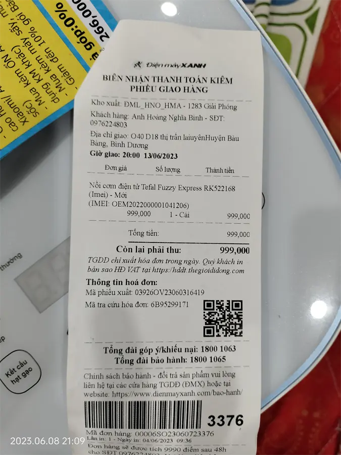 Khách hàng review Nồi cơm điện tử Tefal 1.5 lít Fuzzy Express RK522168 1
