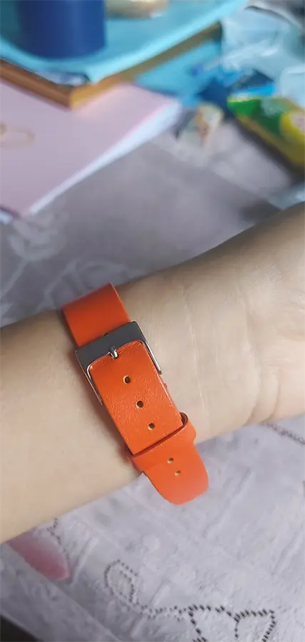 Khách hàng review Dây da đồng hồ 16mm L017-03-16 Cam 2