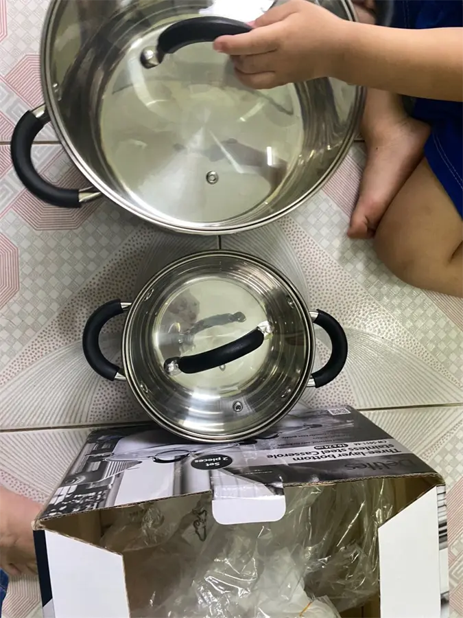 Khách hàng review Bộ 2 nồi inox 3 đáy nắp kính Delites CW-S051-4A 1