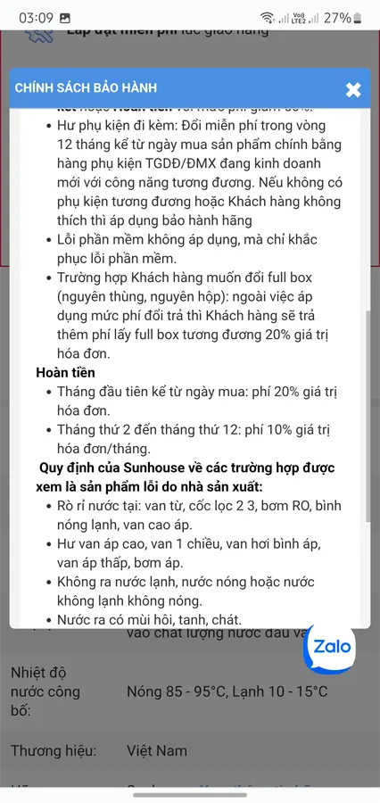 Khách hàng review Máy lọc nước RO nóng nguội lạnh Sunhouse SHA76213CK 10 lõi 6