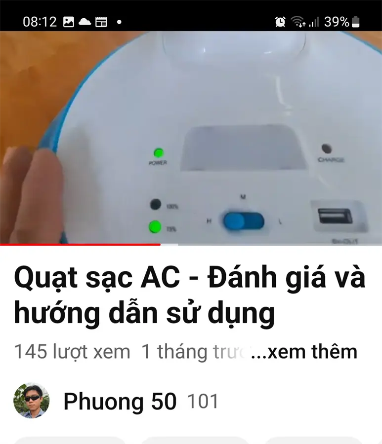 Khách hàng review Quạt sạc điện AC 3 cánh ARF03D123 30W 10