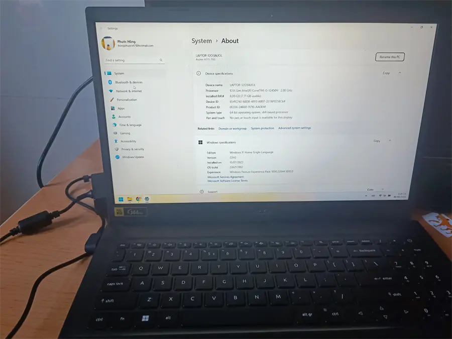 Khách hàng review Laptop Acer Aspire 7 Gaming A715 76G 5132 i5 12450H/8GB/512GB/4GB GTX1650/144Hz/Win11 (NH.QMESV.002) 2