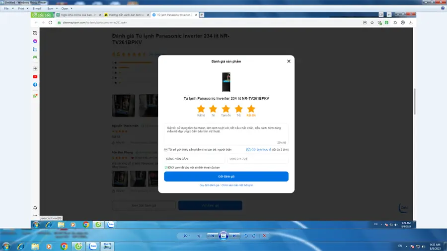 Khách hàng review Tủ lạnh Panasonic Inverter 234 lít NR-TV261BPKV 31