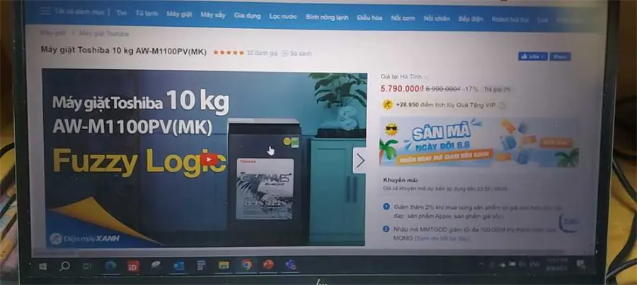 Khách hàng review Máy giặt Toshiba 10 kg AW-M1100PV(MK) 10