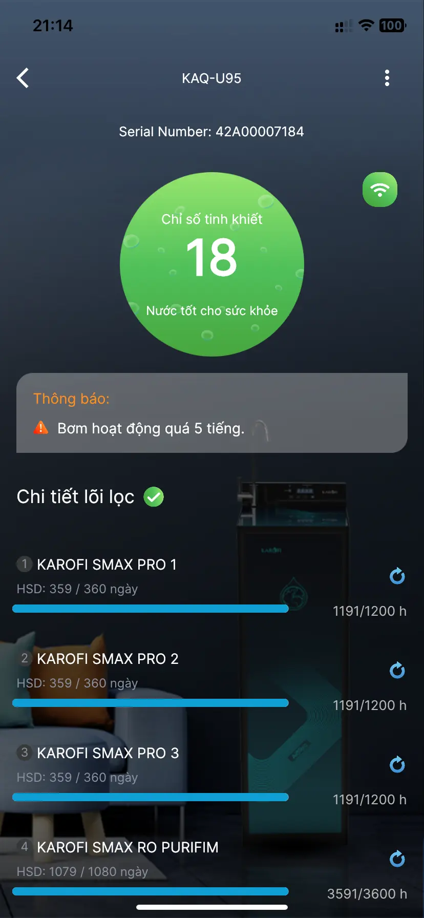 Khách hàng review Máy lọc nước RO Hydrogen Karofi KAQ-U95 10 lõi 6