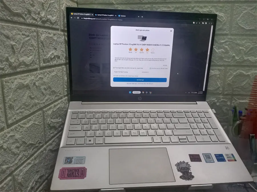 Khách hàng review Laptop HP Pavilion 15 eg2081TU - 7C0Q4PA (i5 1240P, 16GB, 512GB, Full HD, Win11) 7