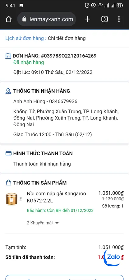 Khách hàng review Nồi cơm nắp gài Kangaroo 2.2 lít KG572 1
