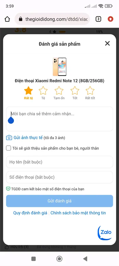 Khách hàng review Điện thoại Xiaomi Redmi Note 12 (8GB/256GB) 7
