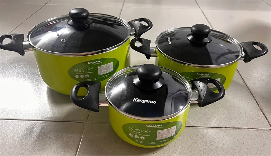 Khách hàng review Bộ 3 nồi nhôm chống dính nắp kính Kangaroo KG993MX 19