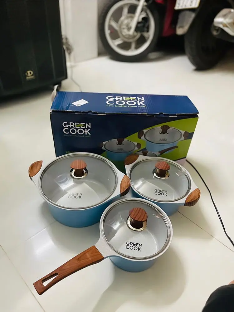 Khách hàng review Bộ 3 cái nồi quánh Ceramic nắp kính Green Cook GCS22-T1 1