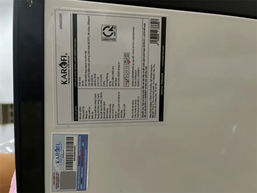 Khách hàng review Máy lọc nước RO nóng nguội lạnh Hydrogen Karofi KAD-D66 11 lõi 18