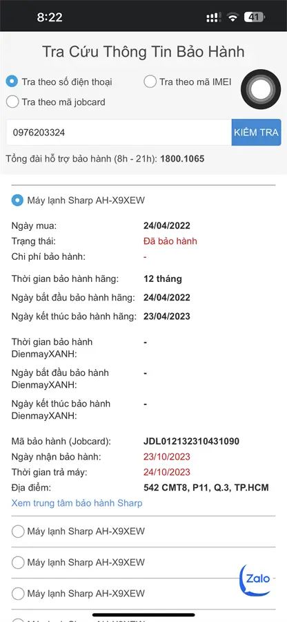 Khách hàng review Máy lạnh Sharp Inverter 1 HP AH-X9XEW 1