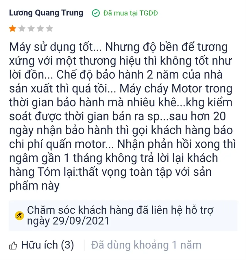 Khách hàng review Máy hút bụi dạng hộp Electrolux EC31-2BB 1