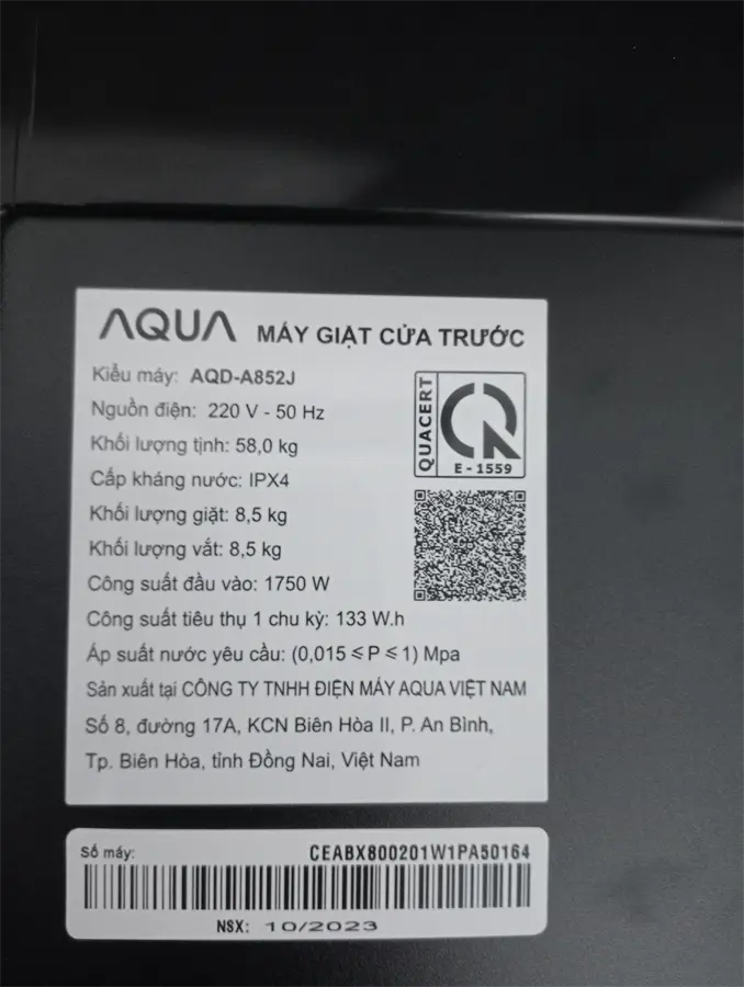 Khách hàng review Máy giặt Aqua Inverter 8.5 kg AQD-A852J BK 29