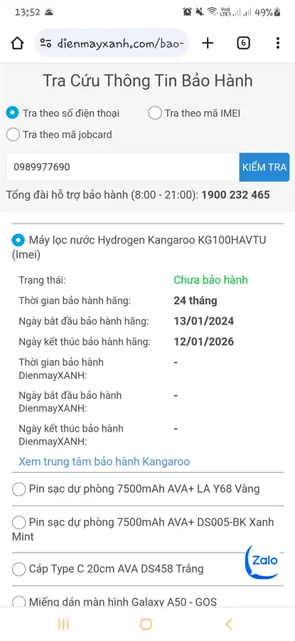 Khách hàng review Máy lọc nước RO Hydrogen Kangaroo VTU KG100HA 9 lõi 3