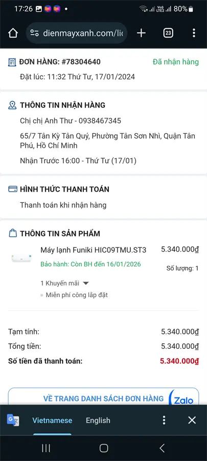 Khách hàng review Máy lạnh Funiki Inverter 1 HP HIC09TMU.ST3 73