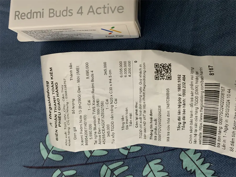 Khách hàng review Tai nghe Bluetooth True Wireless Xiaomi Redmi Buds 4 Active 6