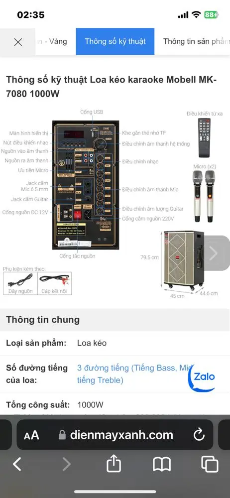 Khách hàng review Loa kéo karaoke Mobell MK-7080 1000W 3