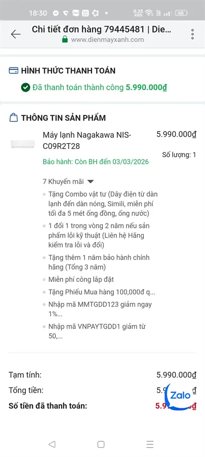 Khách hàng review Máy lạnh Nagakawa Inverter 1 HP NIS-C09R2T28 59