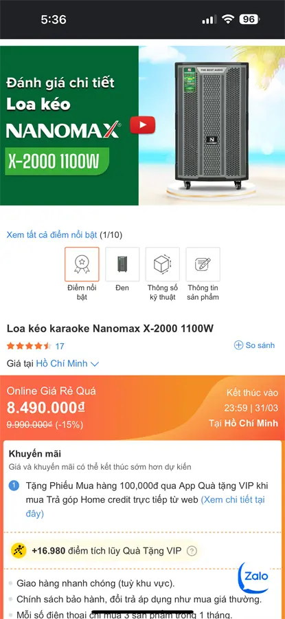 Khách hàng review Loa kéo karaoke Nanomax X-2000 1100W 7