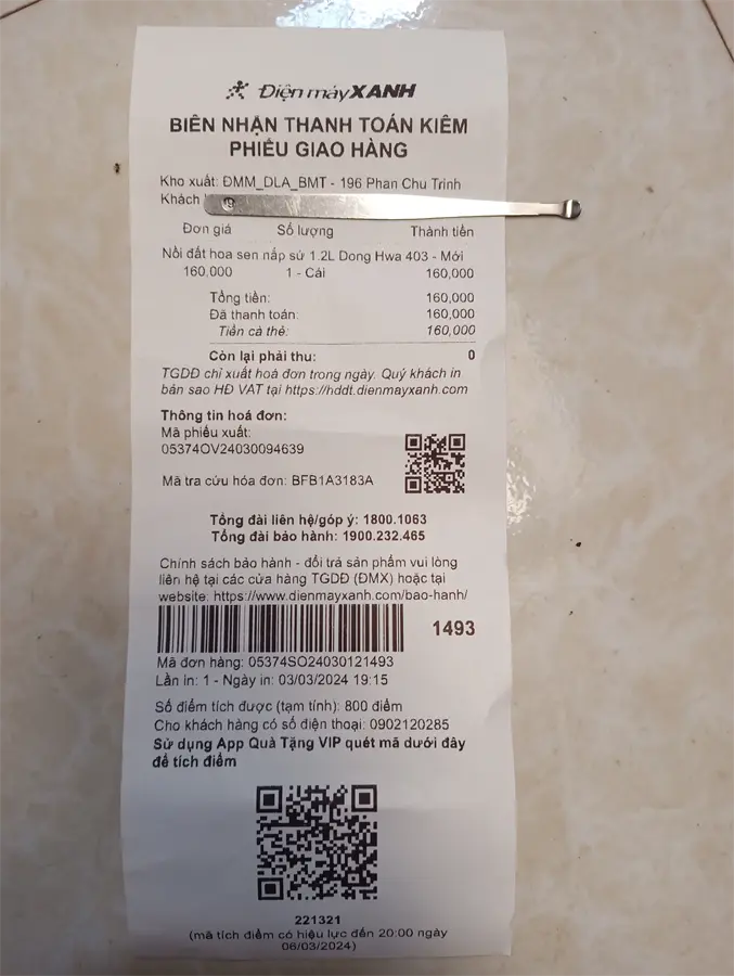 Khách hàng review Nồi đất hoa sen nắp sứ 20 cm Dong hwa 403 2