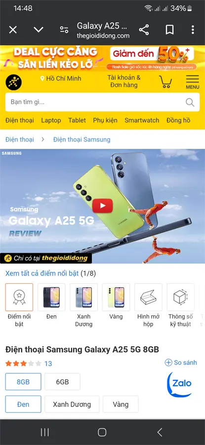 Khách hàng review Điện thoại Samsung Galaxy A25 5G 8GB/128GB 2