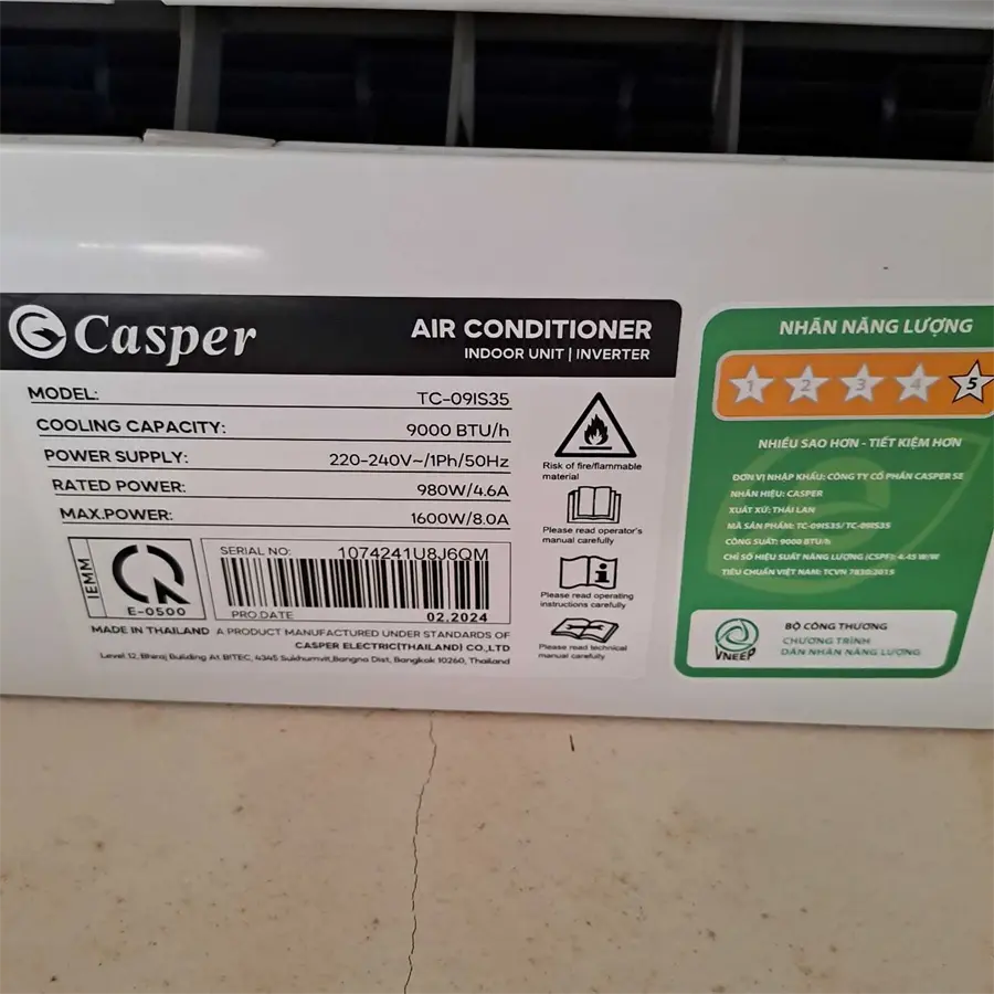 Khách hàng review Máy lạnh Casper Inverter 1 HP TC-09IS35 43