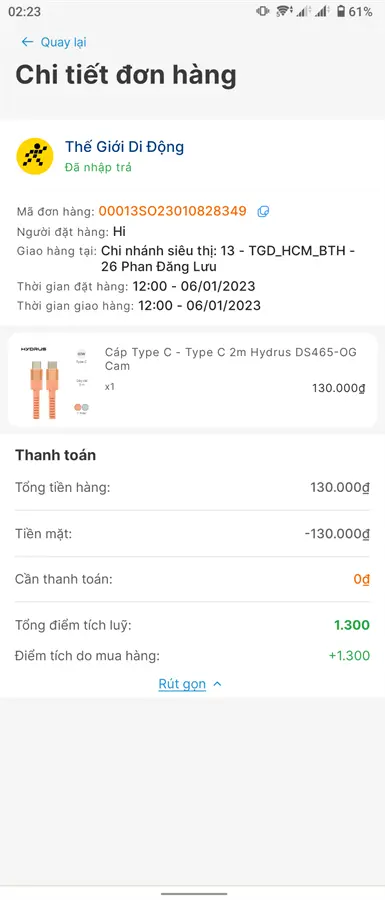 Khách hàng review Cáp Type C - Type C 2m Xmobile DR-T08 4