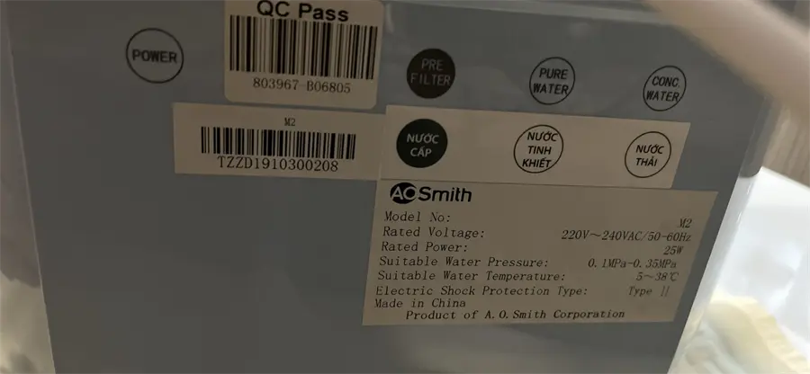 Khách hàng review Máy lọc nước RO AOSmith M2 5 lõi 3