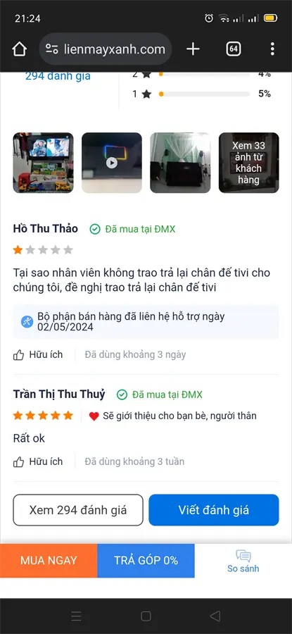 Khách hàng review Google Tivi Sony 4K 43 inch KD-43X75K 1