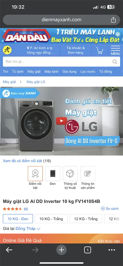 Khách hàng review Máy giặt LG AI DD Inverter 10 kg FV1410S4B 3