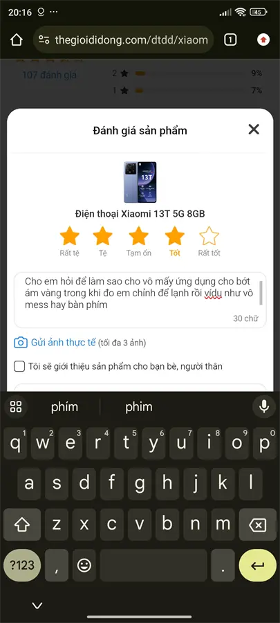 Khách hàng review Điện thoại Xiaomi 13T 5G 12GB/256GB 4