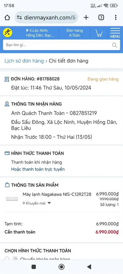 Khách hàng review Máy lạnh Nagakawa Inverter 1.5 HP NIS-C12R2T28 11